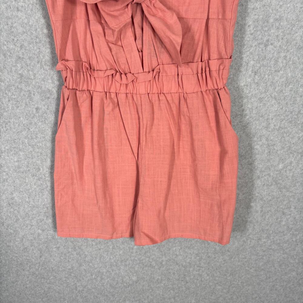 One Clothing Romper Small Coral Bow Tie Pockets Spaghetti Straps Resort Cruise - Picture 3 of 8